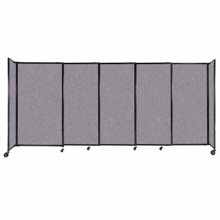 Versare StraightWall Sliding Portable Partition 11'3" x 5' Cloud Gray Fabric 1460508